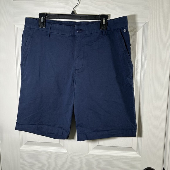 Adidas Men's Twill Shorts Stretch Waist Flat Front Navy 36 - Picture 1 of 8